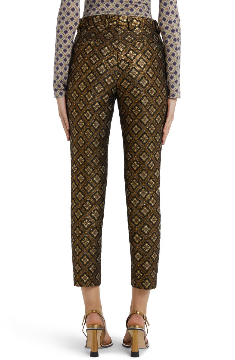 Etro Metallic Floral Jacquard Ankle Pants, Alternate, color, 