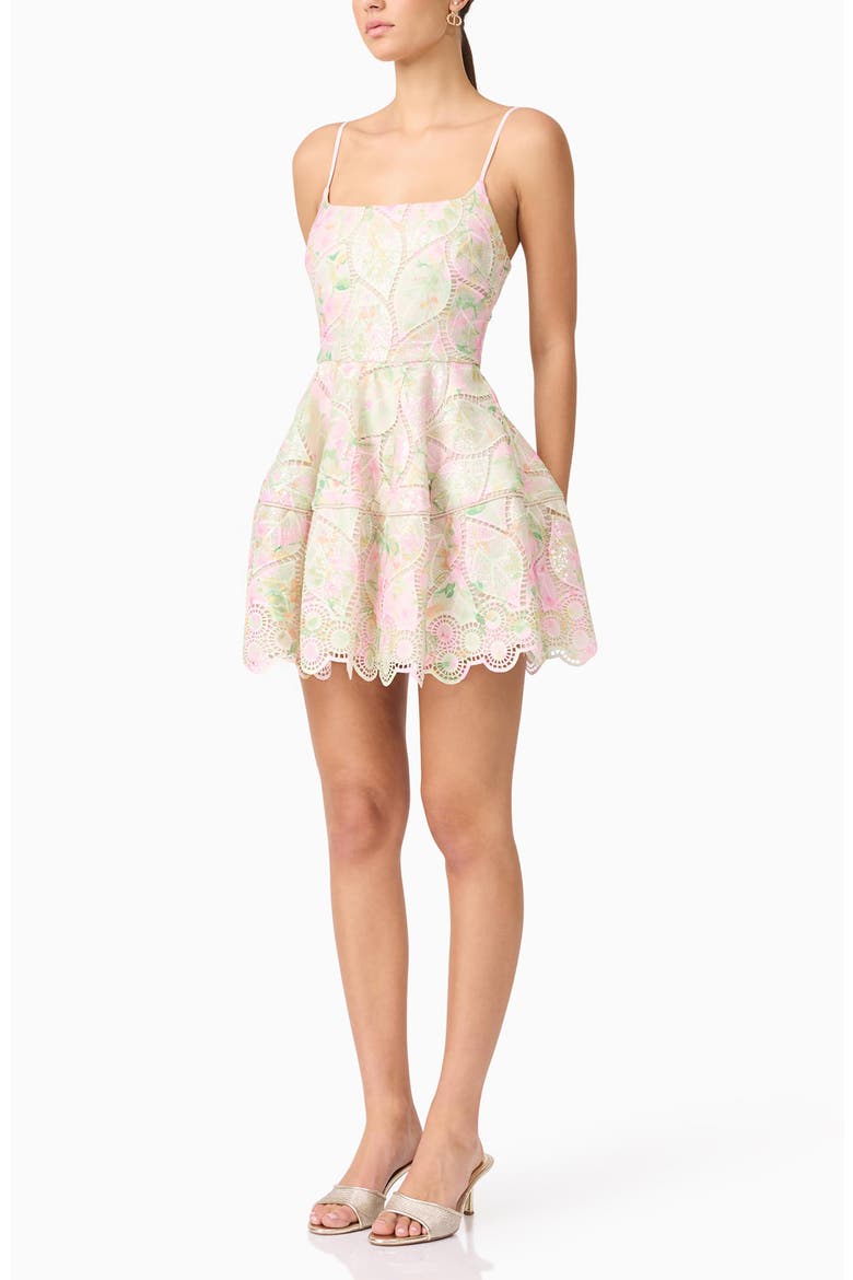Indria Fit & Flare Minidress, Alternate, color, GREEN MULTI