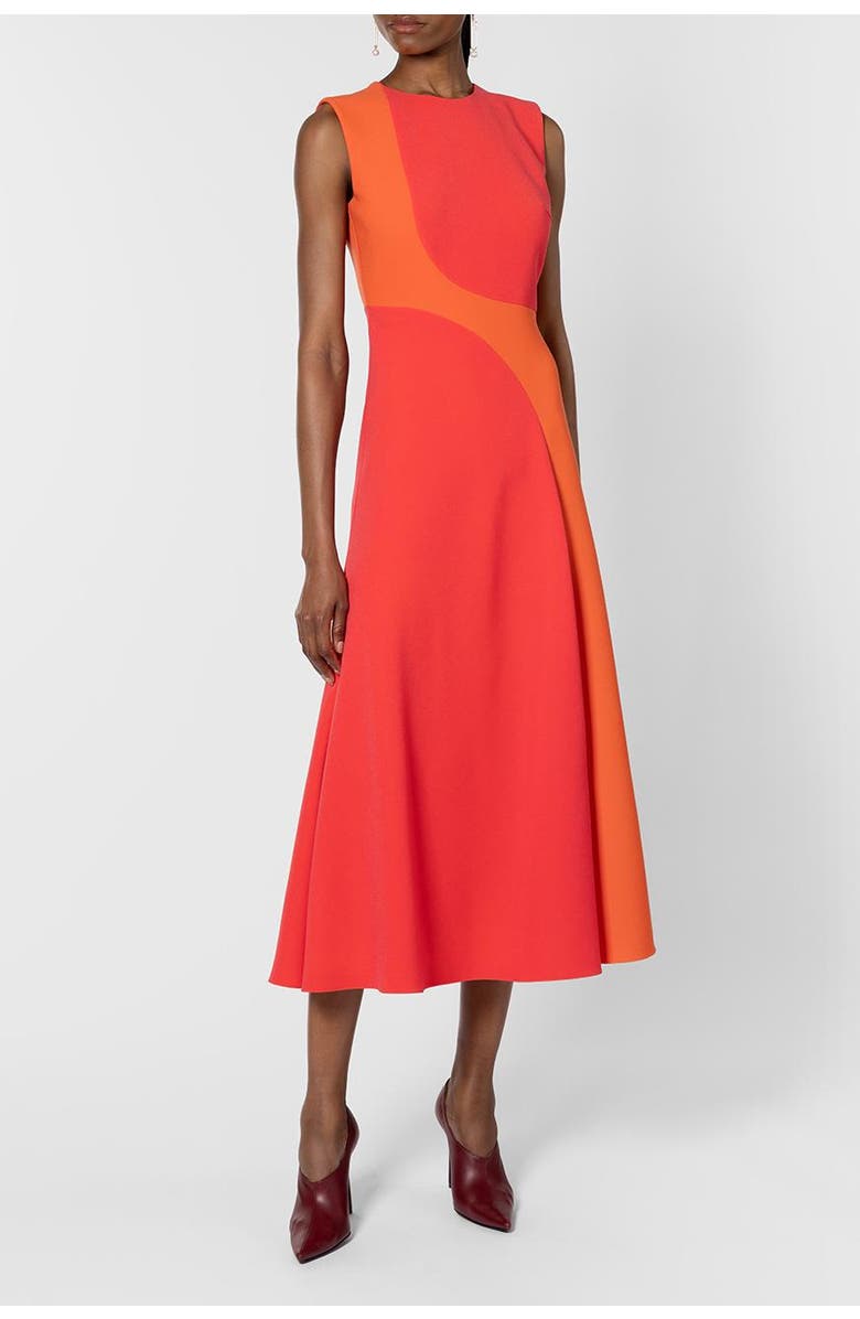 Roksanda Aras Sleevless Midi Dress, Alternate, color, Rouge / Venetian Red