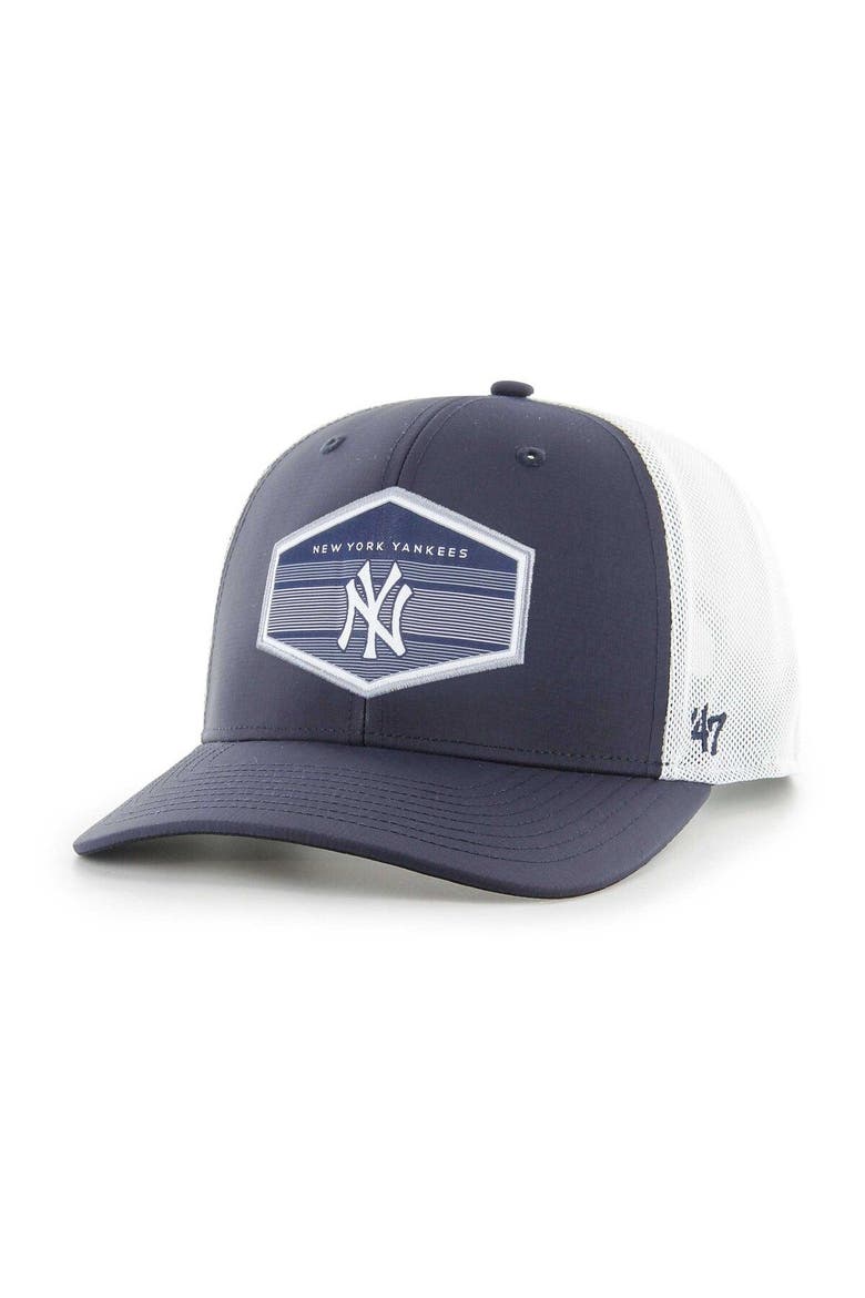 Men's '47 Navy/White New York Yankees Burgess Trucker Snapback Hat, Main, color, Navy