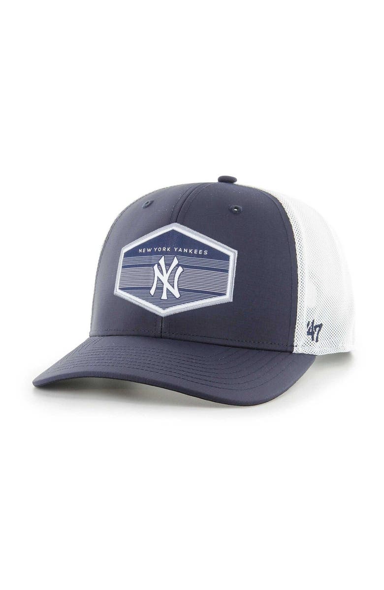 '47 Men's '47 Navy/White New York Yankees Burgess Trucker Snapback Hat, Main, color,