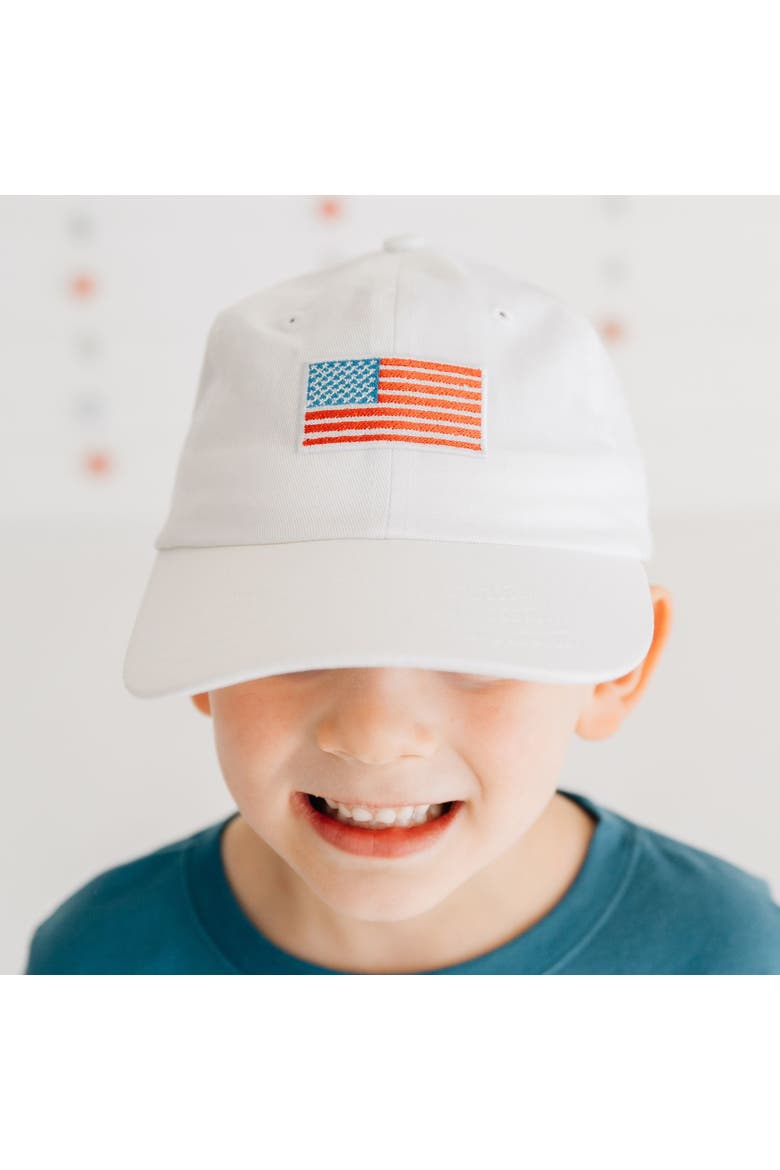American Flag Patch Baseball Hat, Alternate, color, White