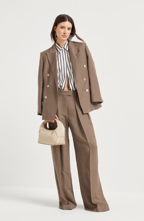 Brunello Cucinelli Sartorial Wide Trousers In Cocoa