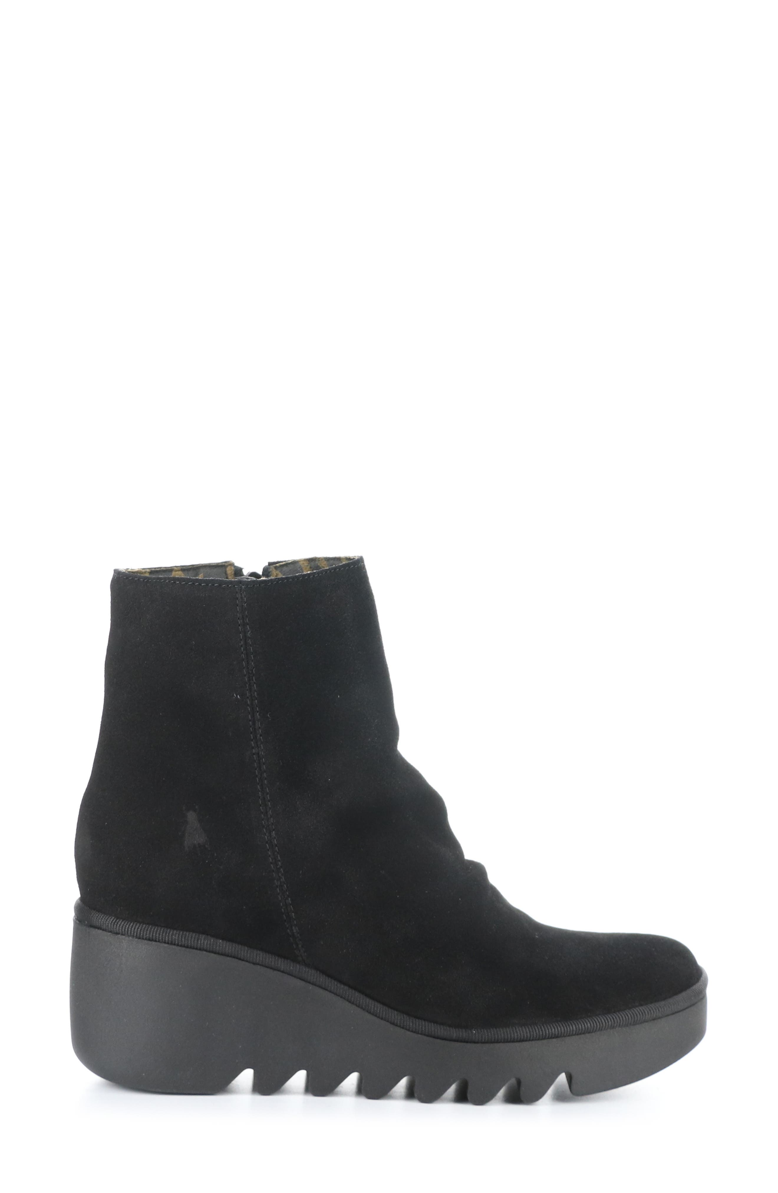 Fly London Baan Platform Wedge Bootie, Alternate, color, 004 Black Oil Suede