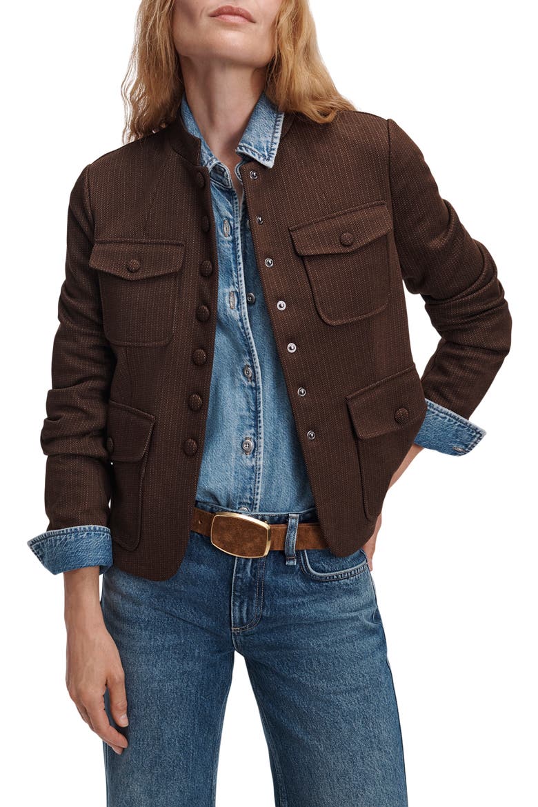Mercer Ponte Jacquard Blazer, Main, color, BROWN MULTI