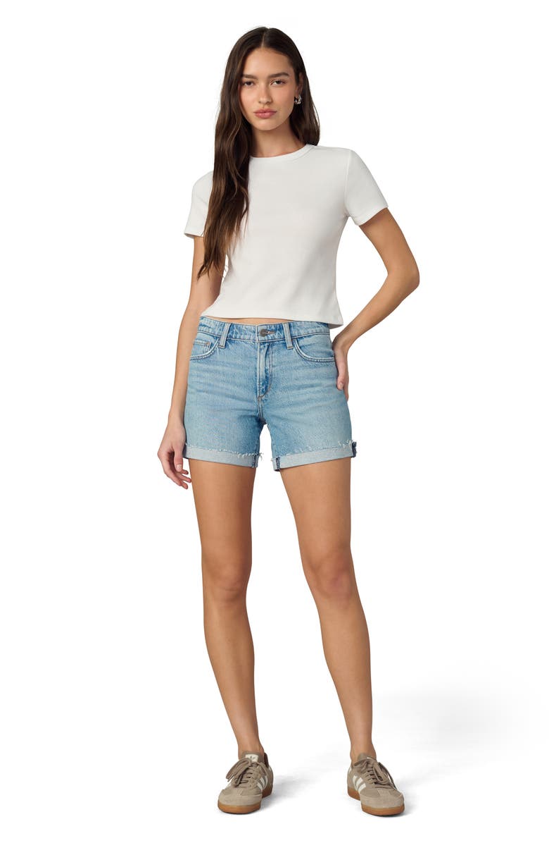 Joe's The 5 Raw Hem Mid Rise Denim Shorts, Alternate, color,