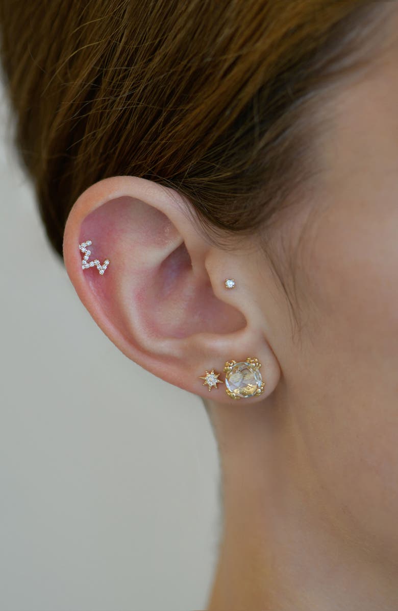 Anzie Dewdrop White Topaz Stud Earrings, Alternate, color, Gold/ White Topaz