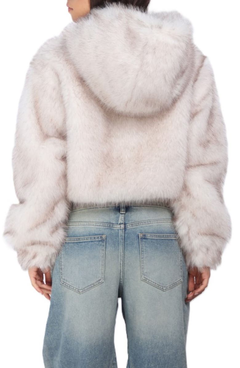 Stoosh Frosted Faux Fur Hoodie, Alternate, color, Off White/ Brown