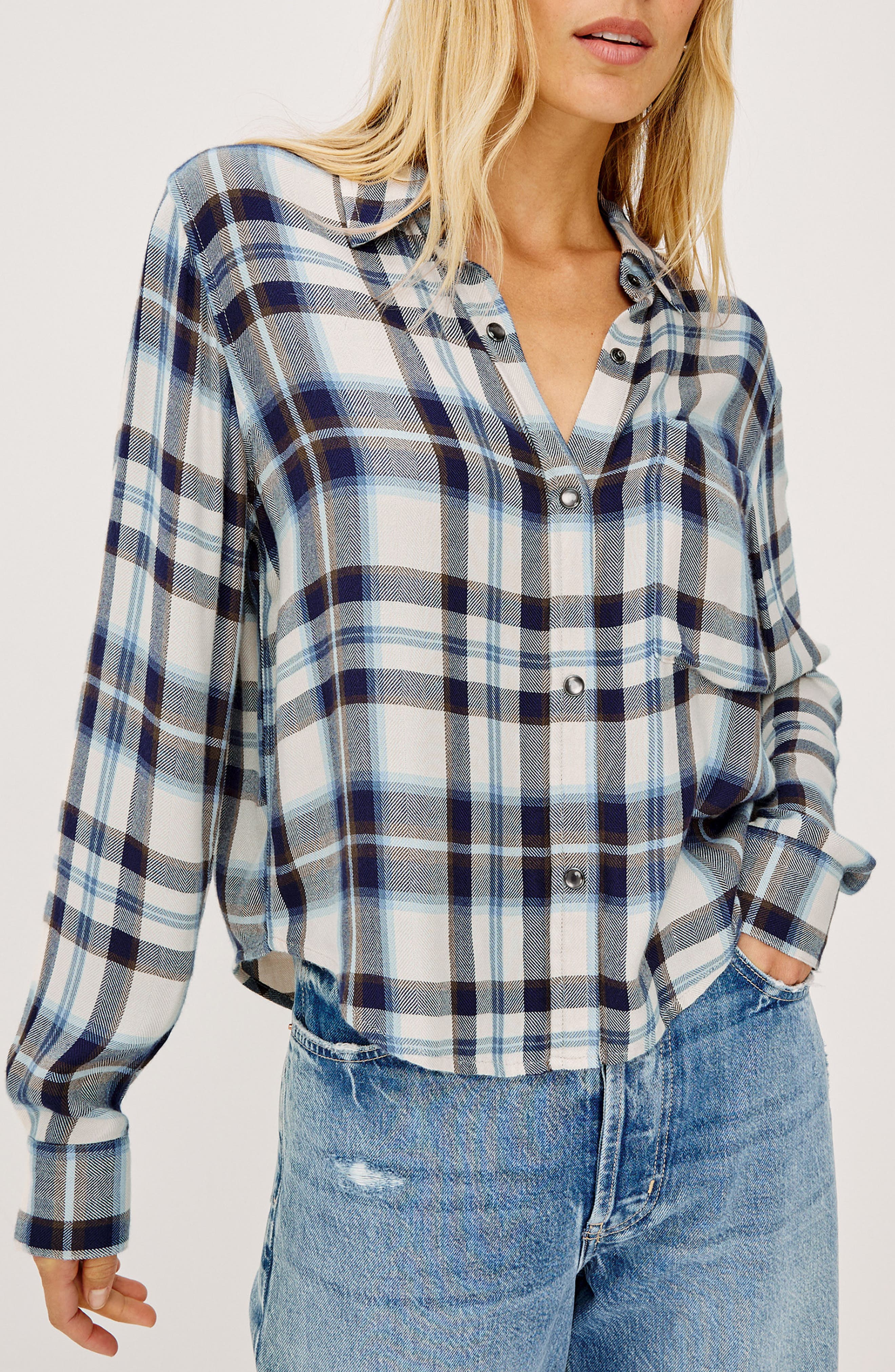 Rails Malin Cropped Plaid Button-up Shirt In Multi
