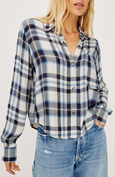 Malin Cropped Plaid Button-Up Shirt