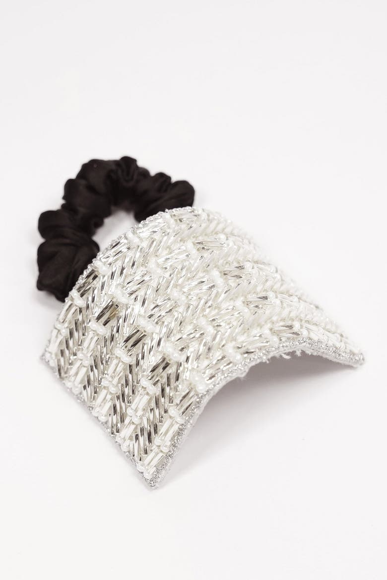 Embellished Ponytail Holder - Silver, Alternate, color, Silver