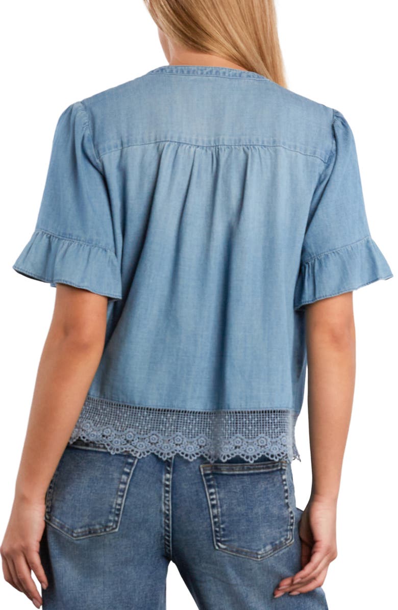 Billy T Pleat Button-Up Top, Alternate, color, Pure Denim