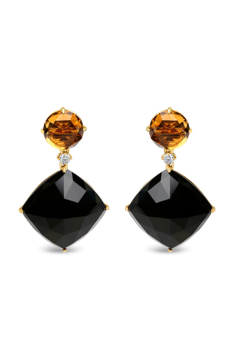 Haus of Brilliance 18K Yellow Gold 1/5 Cttw Diamond with Citrine & Black Onyx Gemstone Dangle Earring, Main, color, Yellow