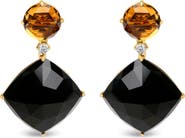 Haus of Brilliance 18K Yellow Gold 1/5 Cttw Diamond with Citrine & Black Onyx Gemstone Dangle Earring