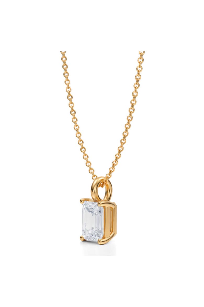 Emerald Solitaire Lab Diamond Pendant Necklace 14K 1.50ct, Alternate, color, Yellow Gold