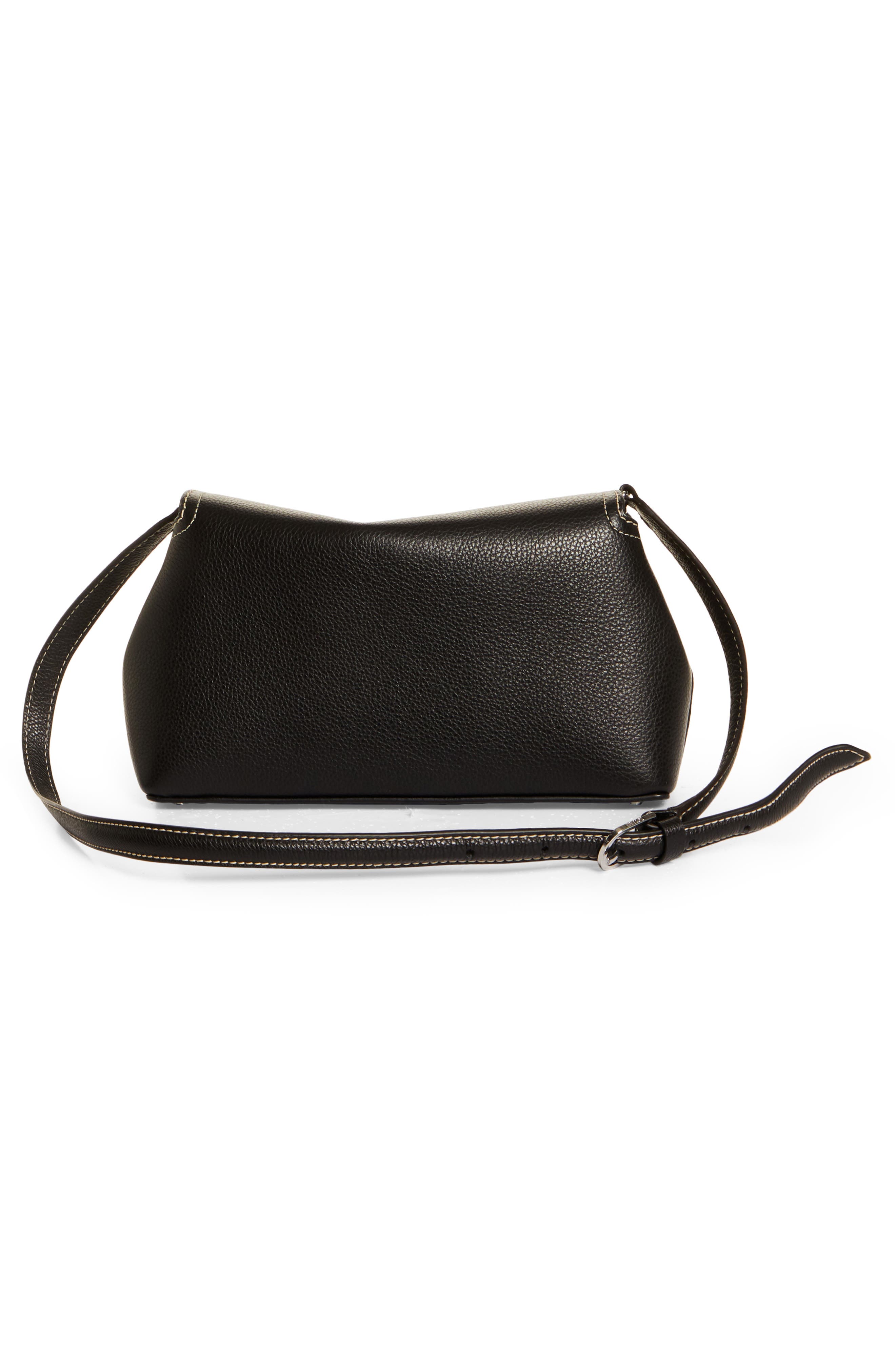 TOTEME T-Lock Leather Clutch, Alternate, color, Black Grain
