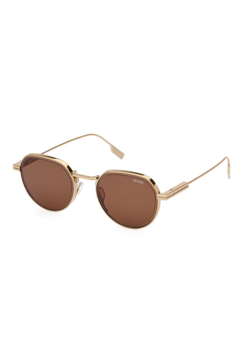 52mm Round Polarized Sunglasses, Alternate, color, SHINY LIGHT BRONZE / ROVIEX