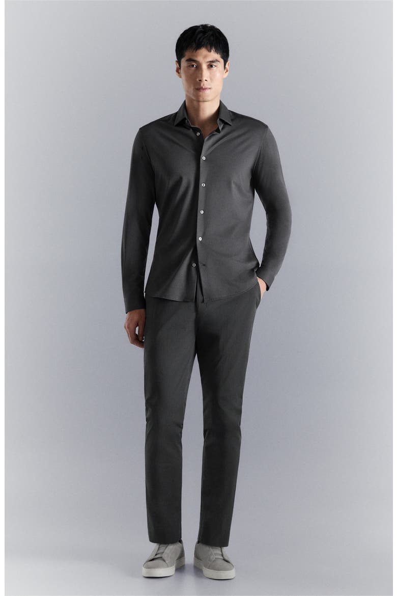 Slim Fit Cotton Blend Button-Up Shirt, Alternate, color, CHARCOAL