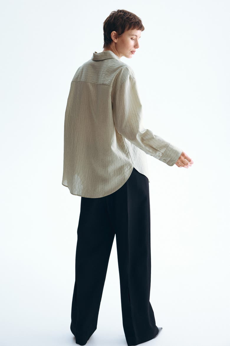 Oversized Shirt, Alternate, color, Khaki beige/pinstriped