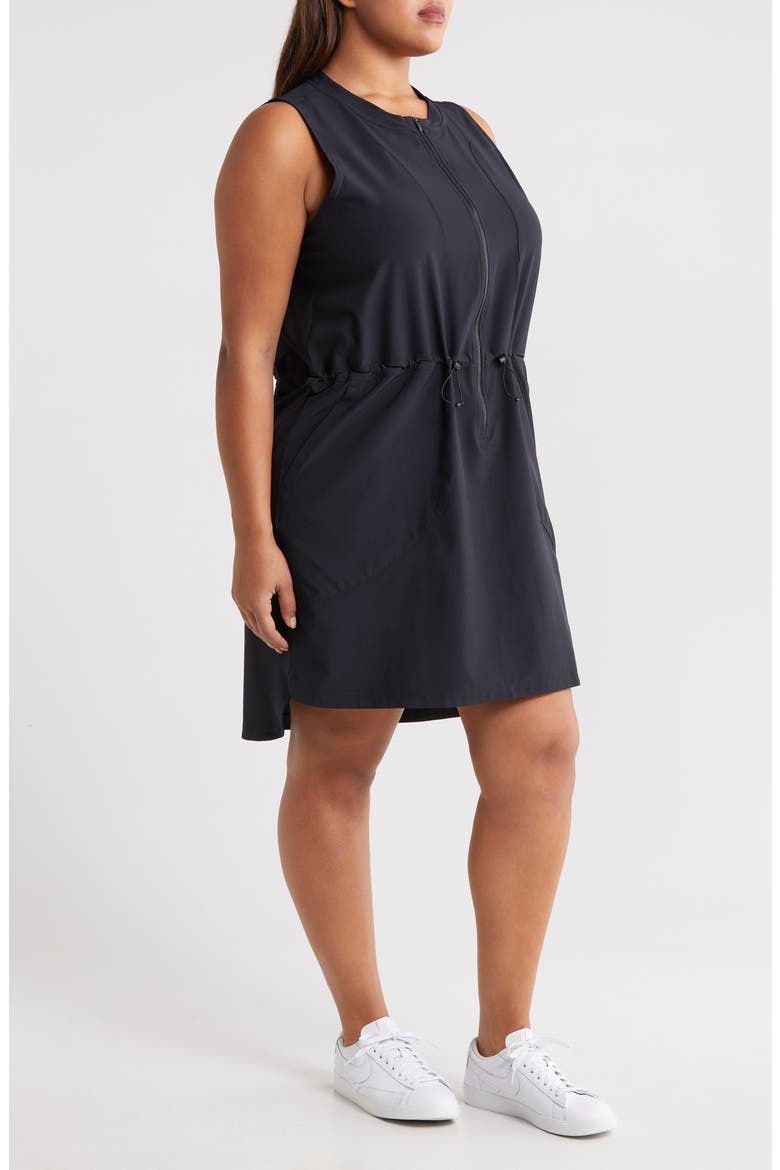 In Flight Zip-Up Minidress, Alternate, color, BLACK