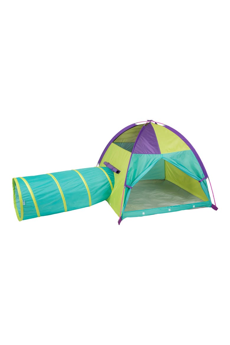 Hide Me Play Tent with Tunnel, Main, color, TEAL PURPLE YELLOW