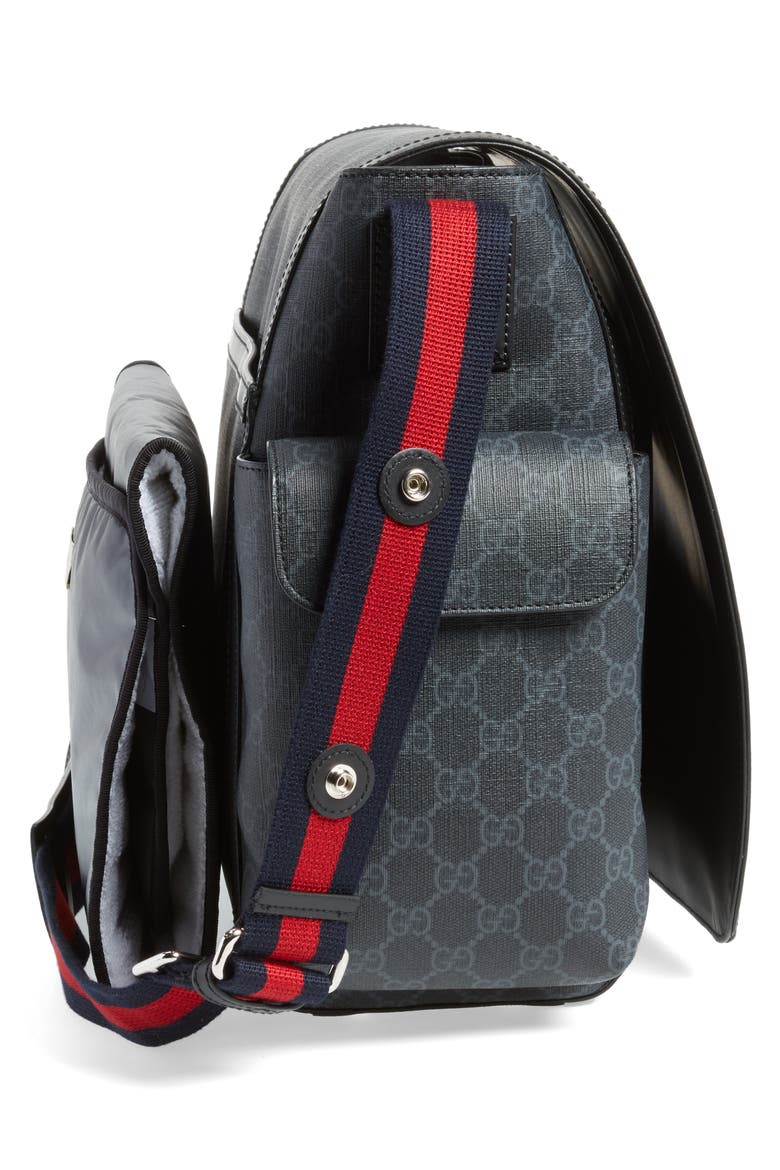 GG Supreme Canvas Diaper Bag, Alternate, color, BLACK
