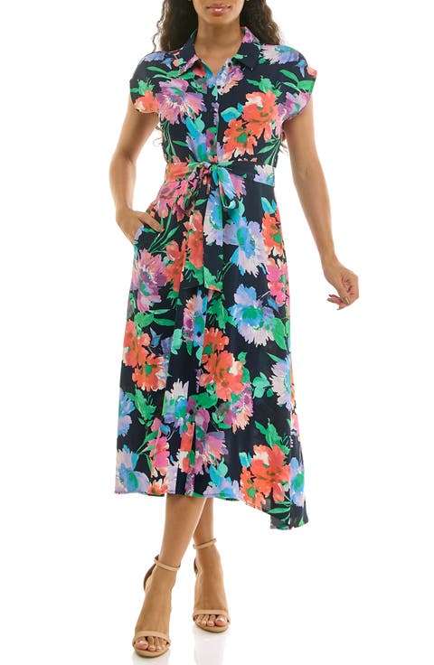 Print Short Sleeve Shirtdress