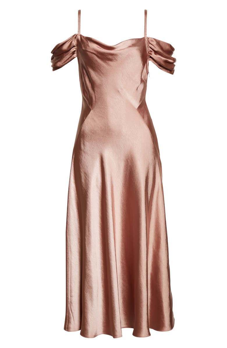 Ted Baker London Esta Cold Shoulder Satin Slipdress, Alternate, color, Dusky Pink
