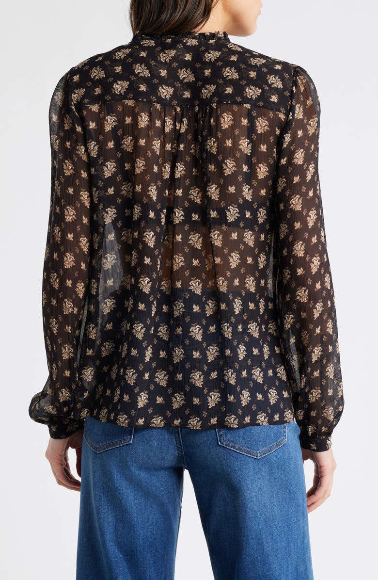 PAIGE Monika Leaf Print Silk Button-Up Shirt, Alternate, color, 