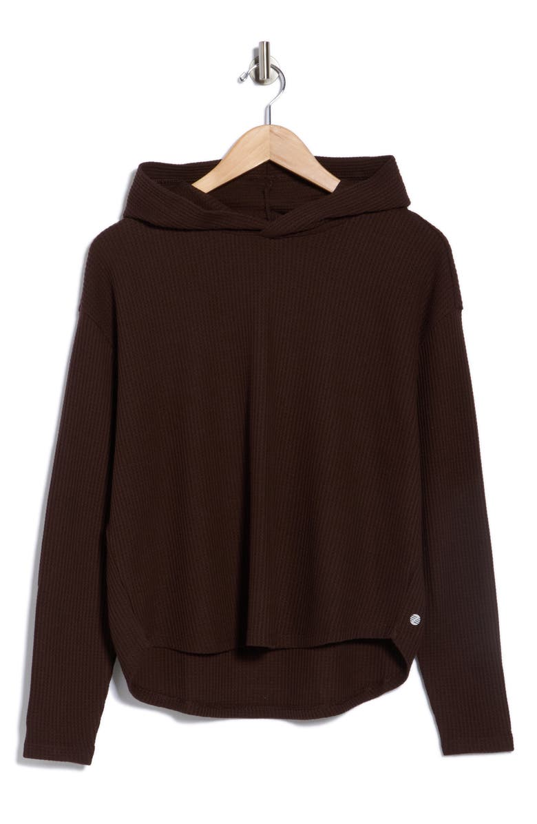 Z by Zella Reset Waffle Stitch Hoodie, Alternate, color, Brown Mole