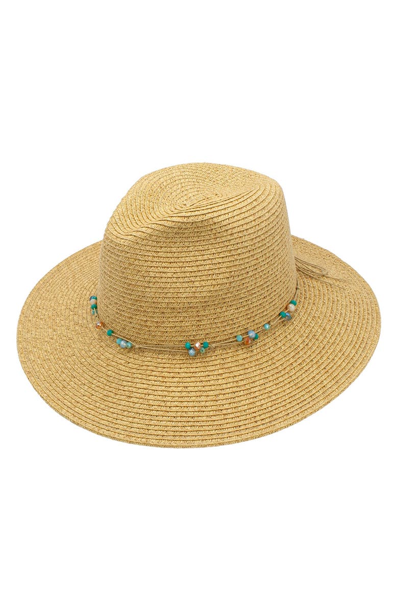 PETER GRIMM Anabelle Beaded Band Straw Hat, Main, color, Natural