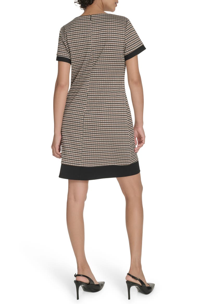 Houndstooth Short Sleeve Shift Dress, Alternate, color, BROWN MULTI
