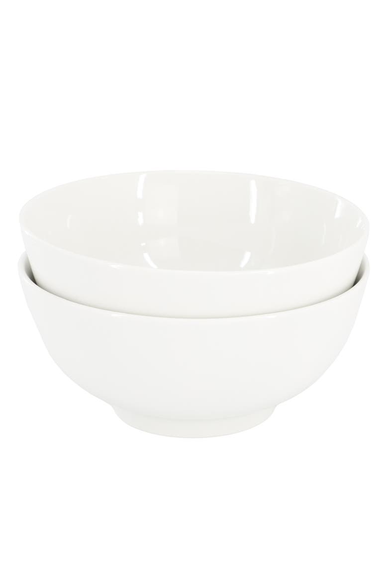 2 Piece 6.9 Inch Fine Ceramic Noodle Bowl Set, Alternate, color, White
