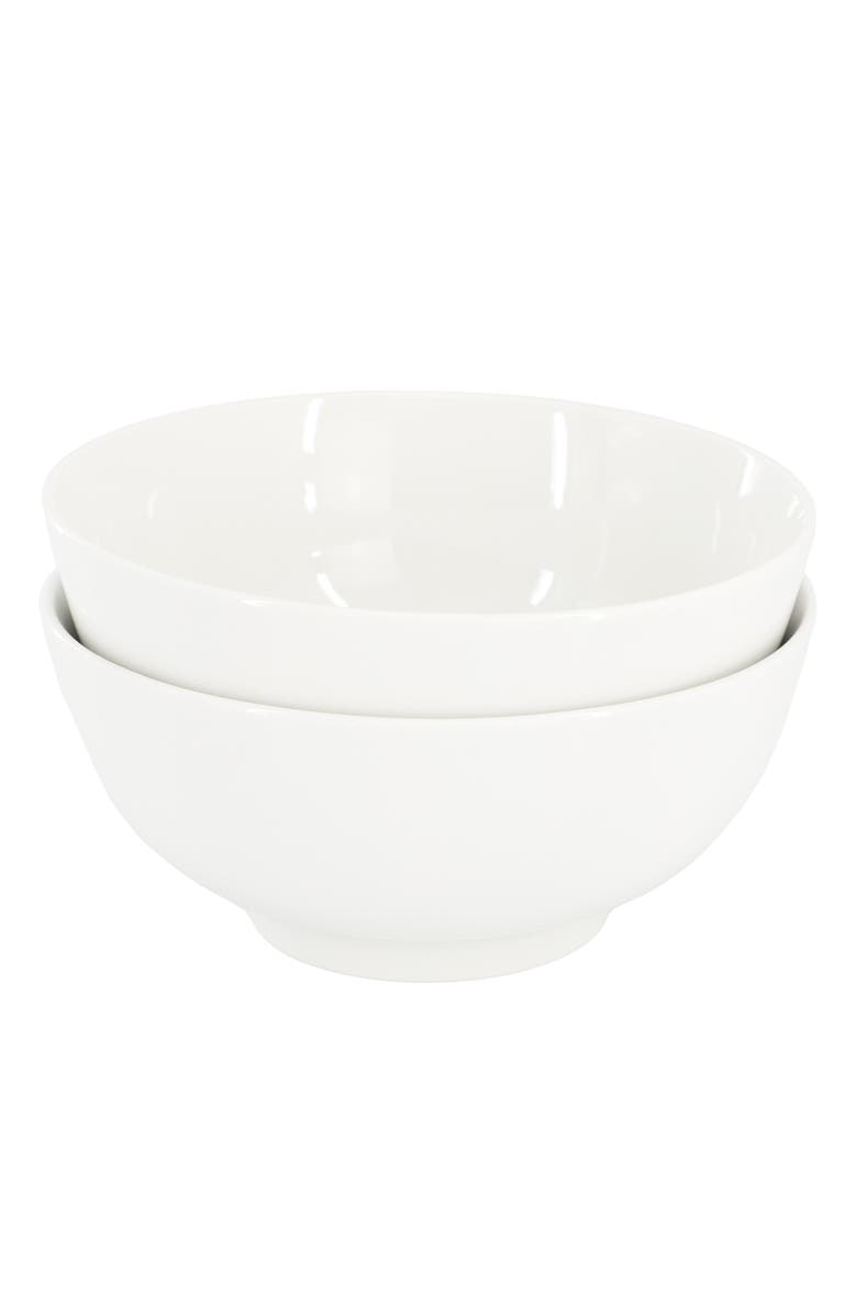 Gibson Home Great Essentials 2 Piece 6.9 Inch Fine Ceramic Noodle Bowl Set, Alternate, color, White