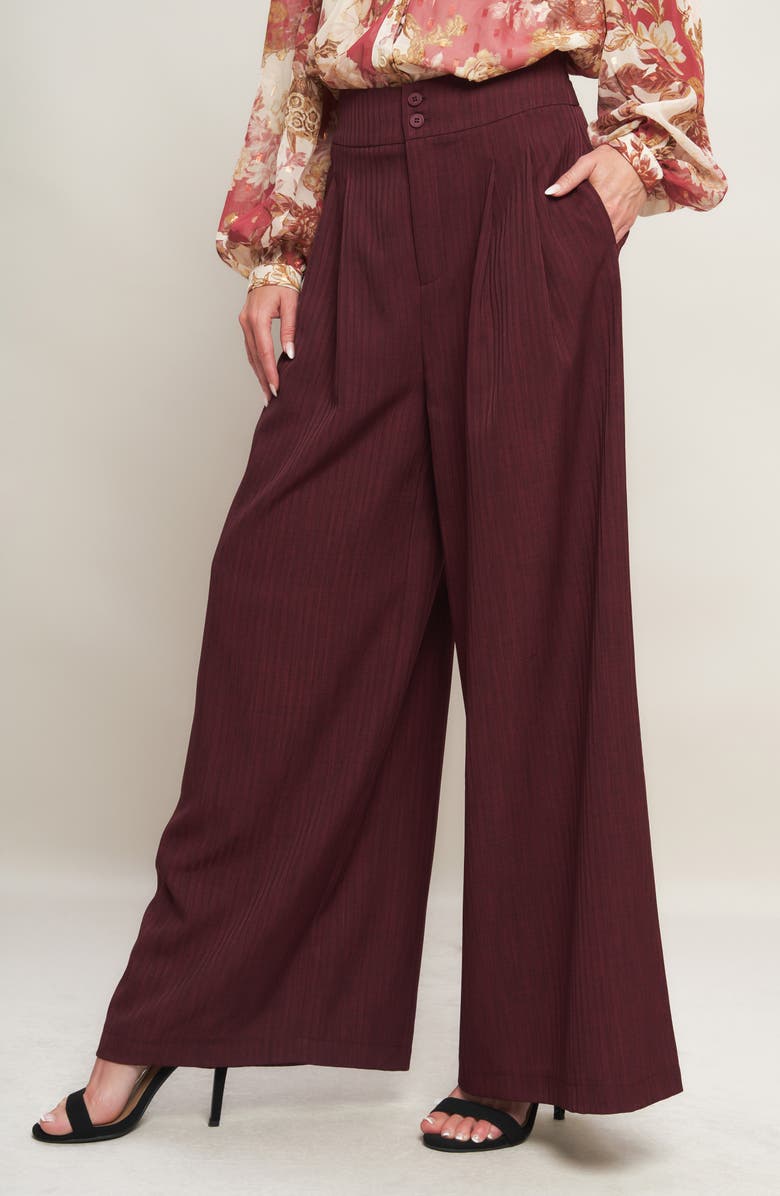 FLYING TOMATO High Waist Wide Leg Pants, Alternate, color, Burgundy