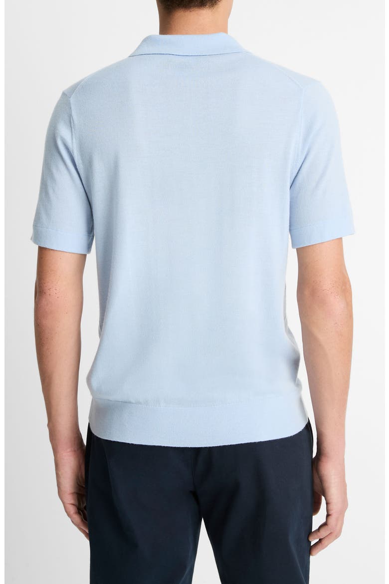 Short Sleeve Wool & Cashmere Polo Sweater, Alternate, color, PLAYA BLUE