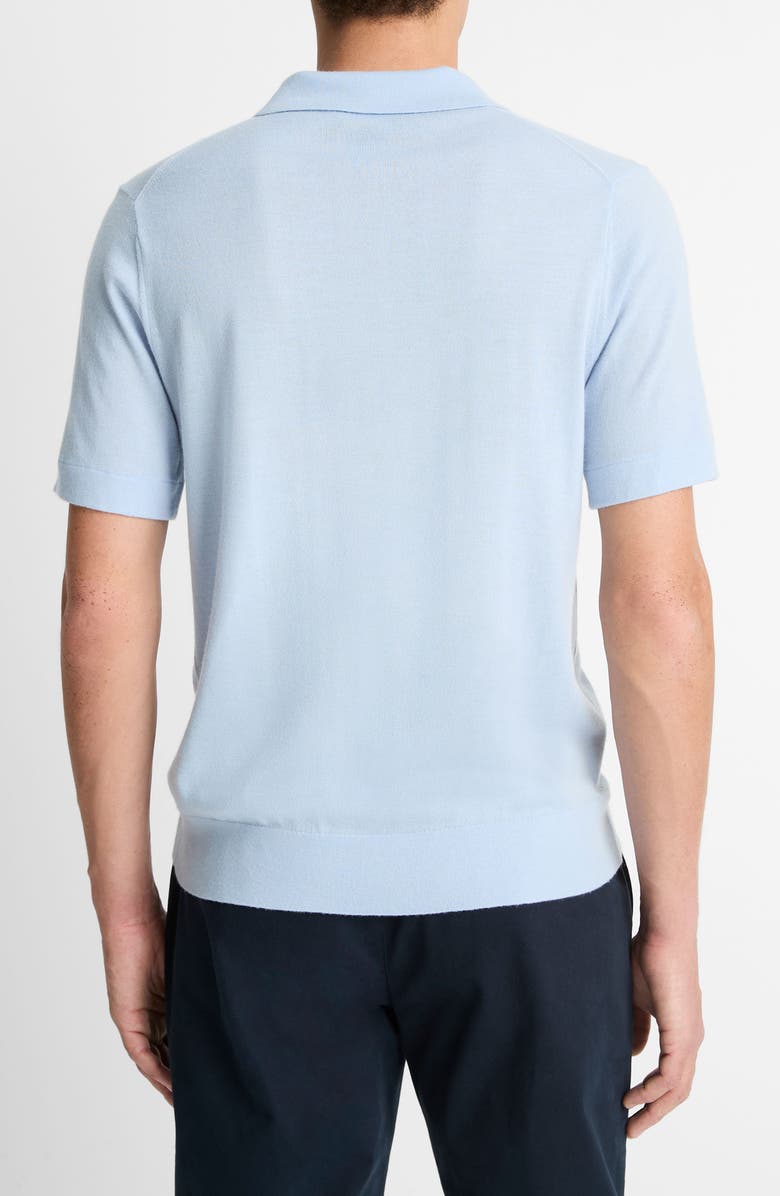 Vince Short Sleeve Wool & Cashmere Polo Sweater, Alternate, color, Playa Blue