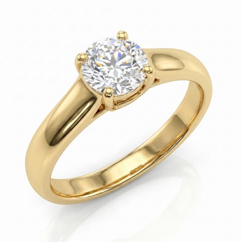 1Ct Diamond Solitaire Engagement Ring in 14k Gold Lab Grown