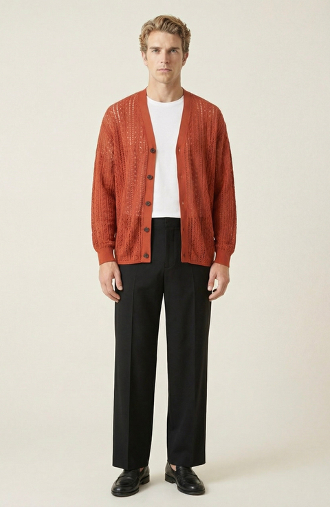 Open Knit Textured Cardigan