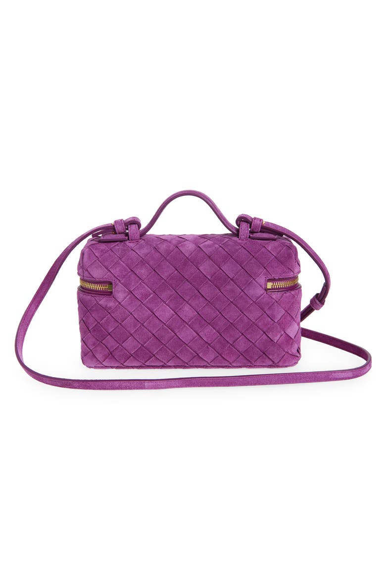 Bang Bang Intrecciato Suede Vanity Case, Alternate, color, 5227 BEETROOT-GOLD
