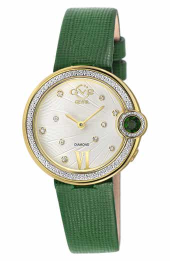 GV2 Perugia Diamond Leather Strap Watch, 33mm - 0.10 ctw