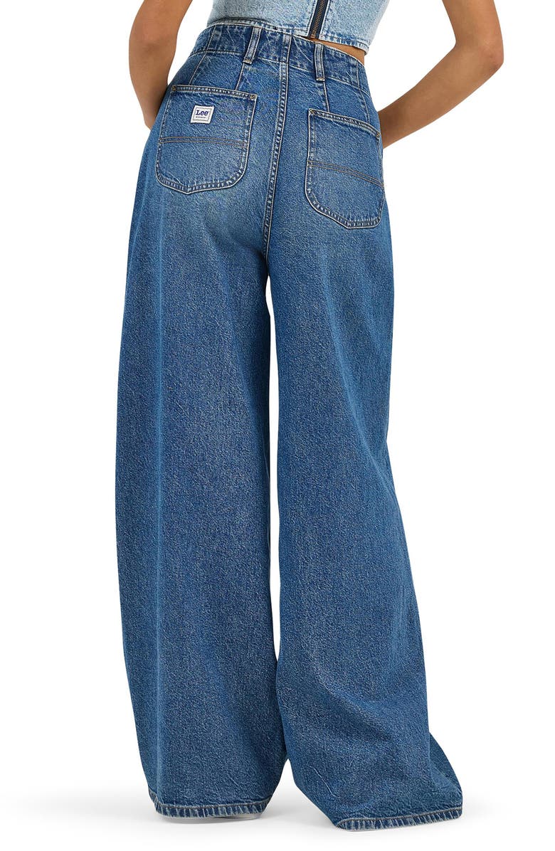 Lee High Waist Pleated Wide Leg Jeans, Alternate, color, Mid Chapter