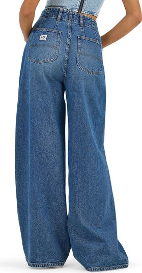 High Waist Pleated Wide Leg Jeans