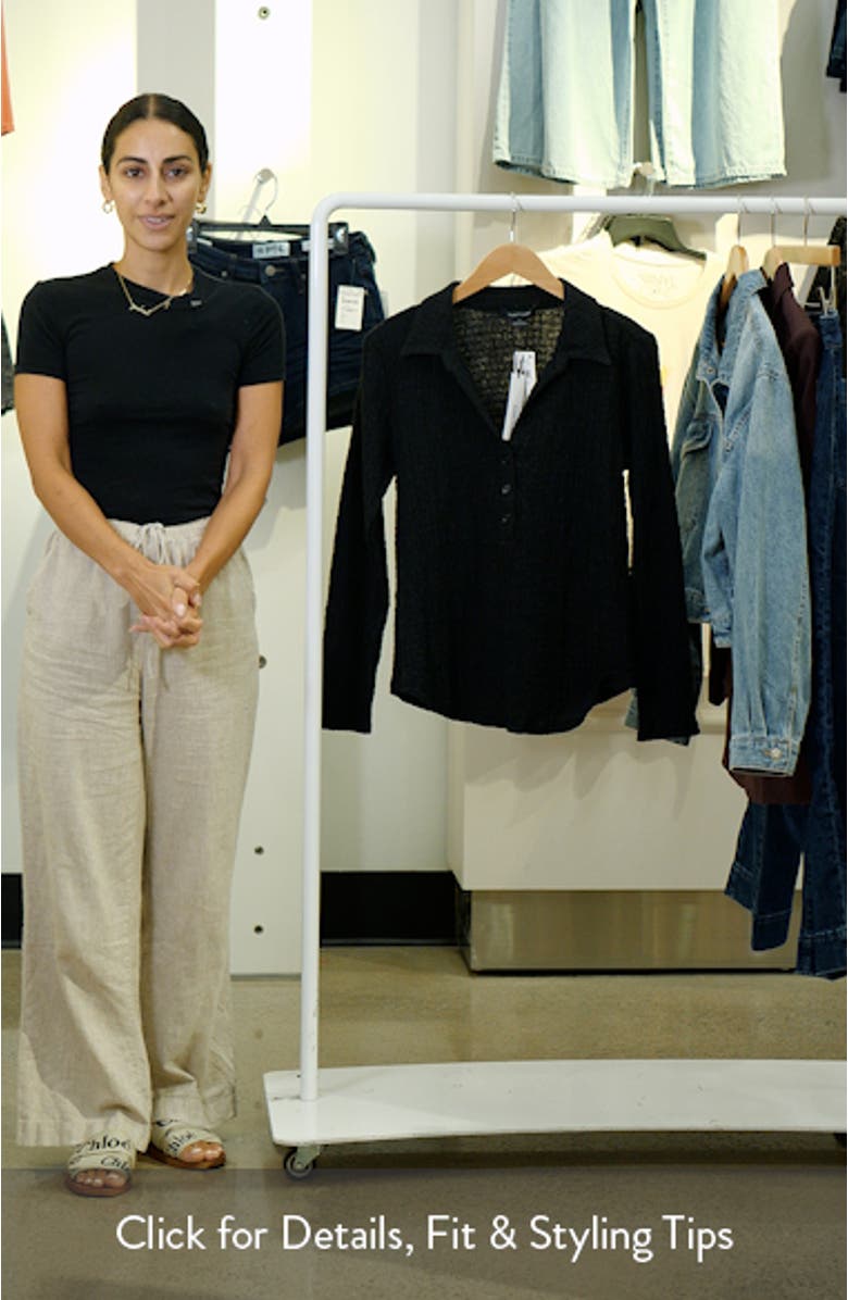 Dreamgirl Long Sleeve Textured Knit Shirt, sales video thumbnail