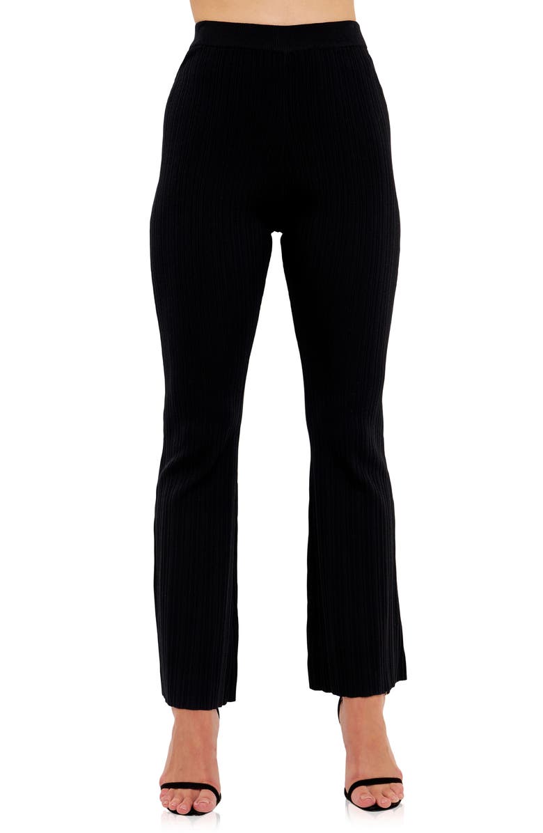 Grey Lab Flare Leg Rib Pants, Alternate, color, Black
