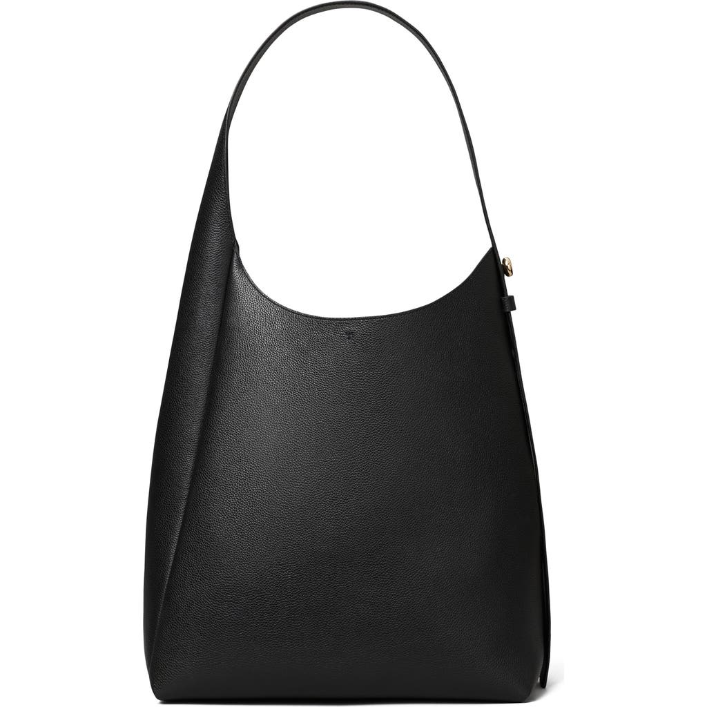 Tory Burch Small Leather Hobo Bag With Adjustable Strap In Black