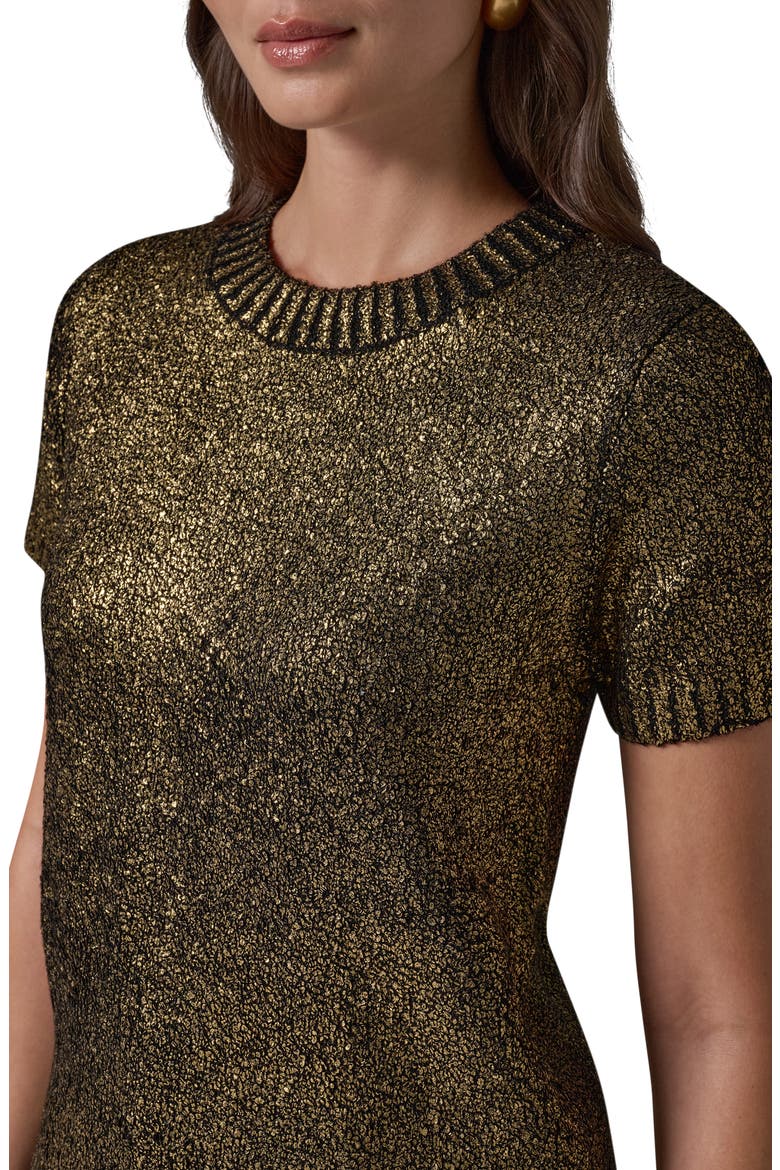 Foil Boucle Sweater, Alternate, color, BLACK/ GOLD