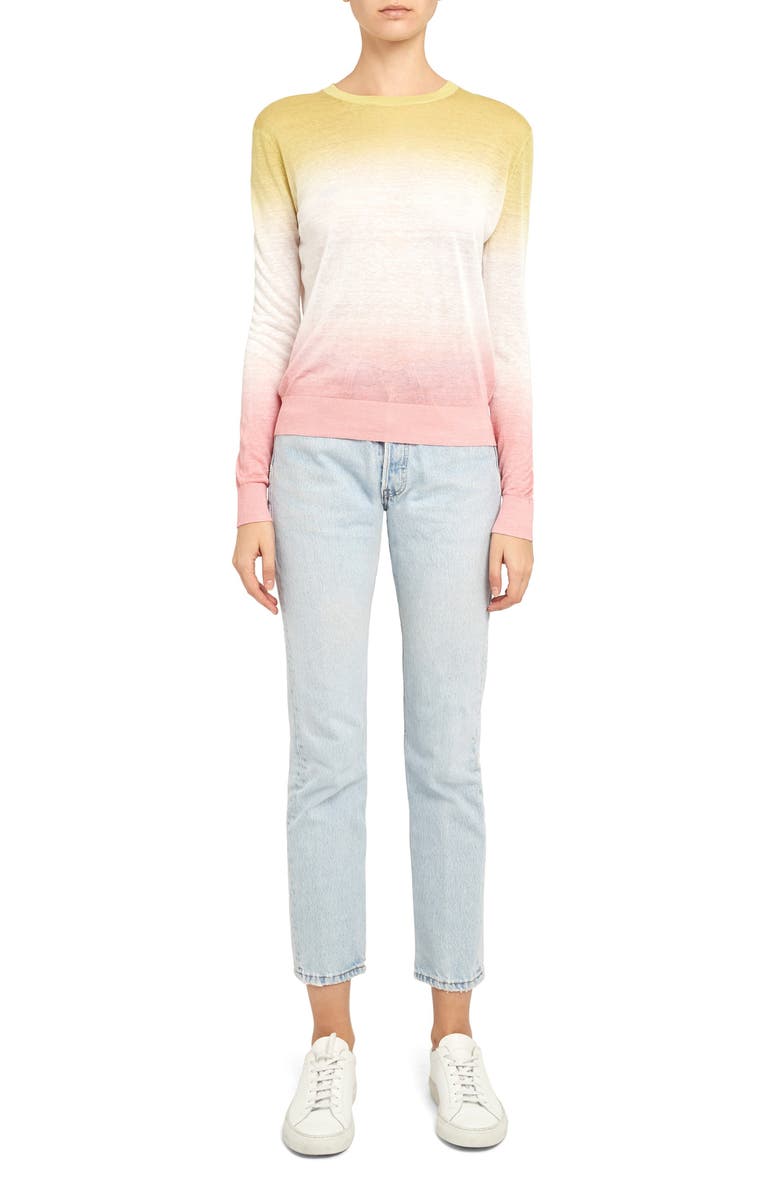 Theory Dual Ombré Linen Blend Sweater, Alternate, color, 