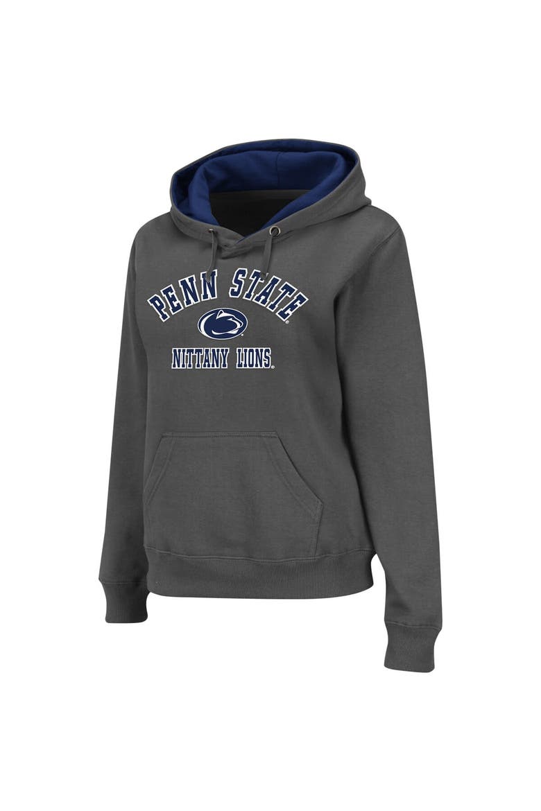 Women's Charcoal Penn State Nittany Lions Arch & Logo 2 Pullover Hoodie, Alternate, color, Charcoal