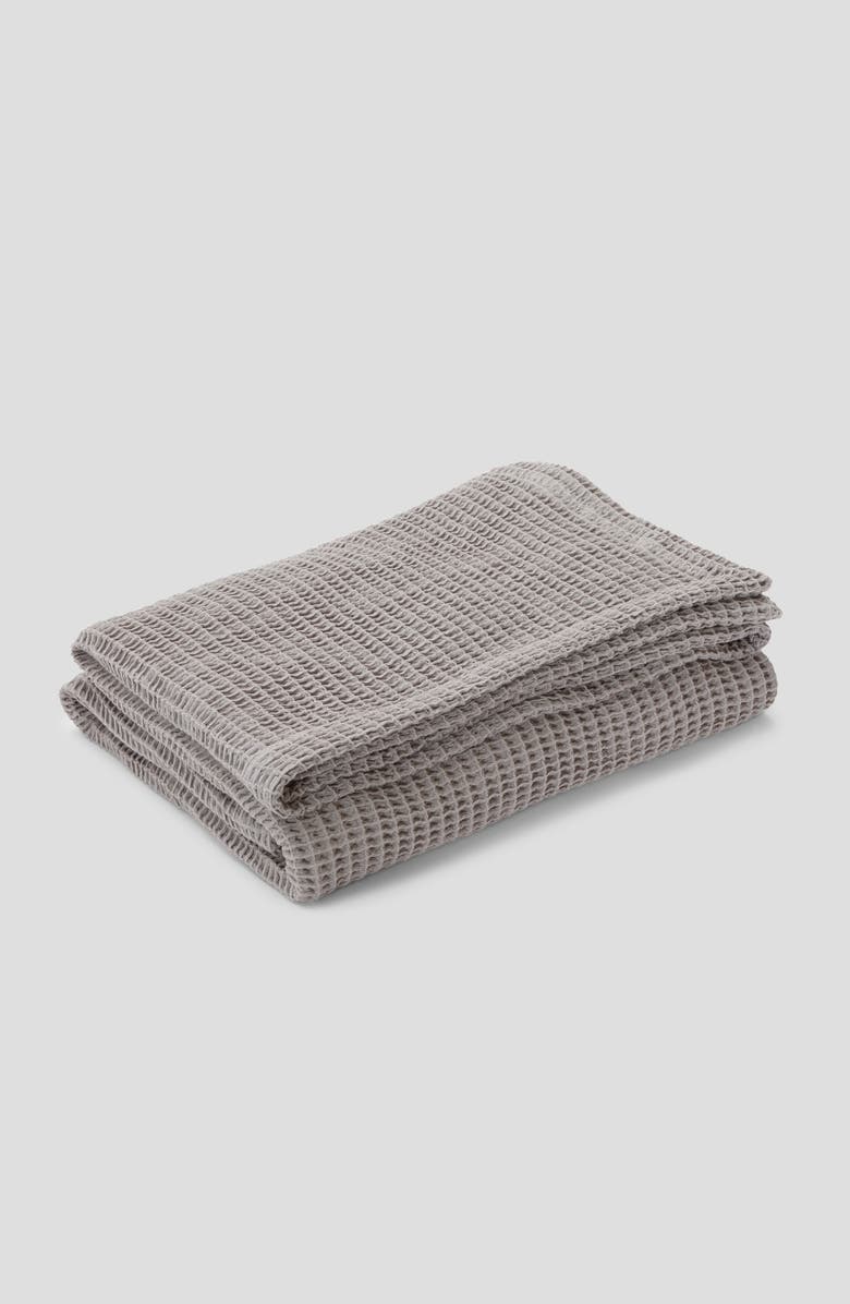 Casper Organic Cotton Waffle Knit Throw Blanket, Alternate, color, Rain